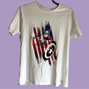 Allen Solly x Avengers Captain America White Graphic T Shirt Womens Medium